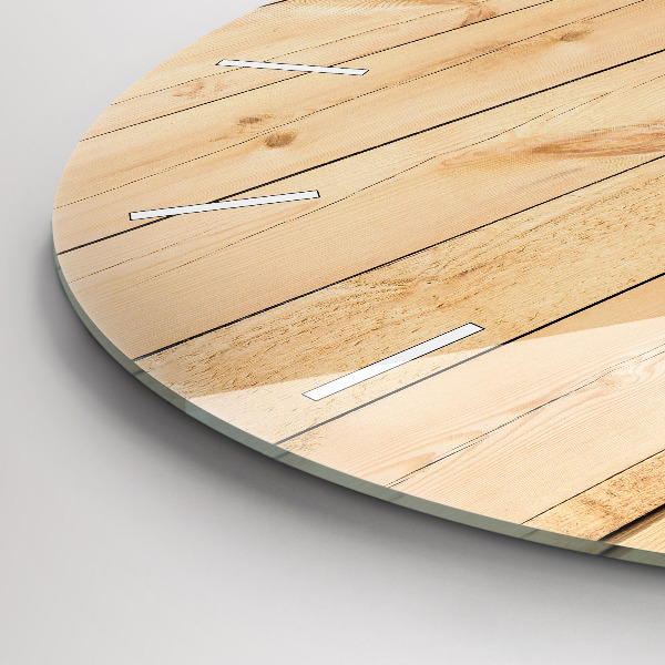 Round glass clock Wooden boards