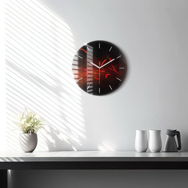 Round glass clock Chili peppers