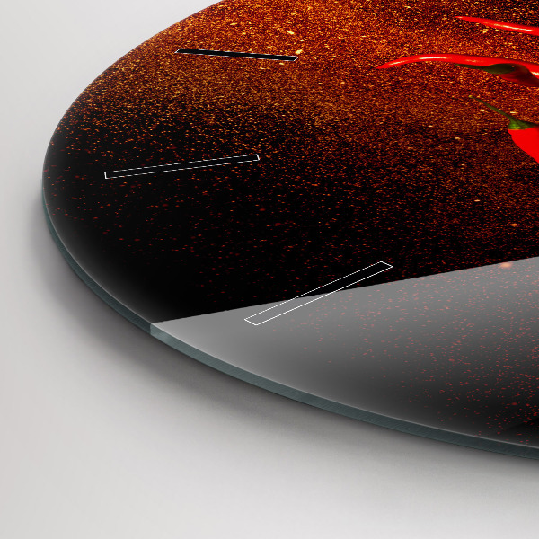 Round glass clock Chili peppers