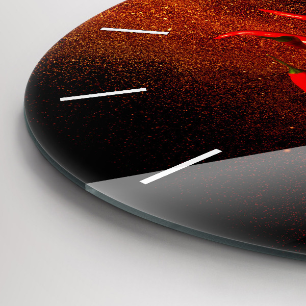 Round glass clock Chili peppers