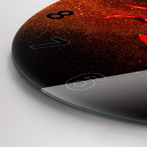 Round glass clock Chili peppers