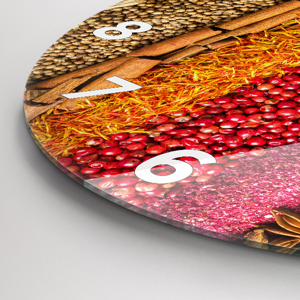 Round glass clock Rows of spices