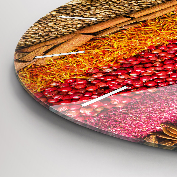 Round glass clock Rows of spices