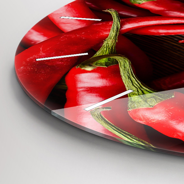 Round glass clock Hot peppers