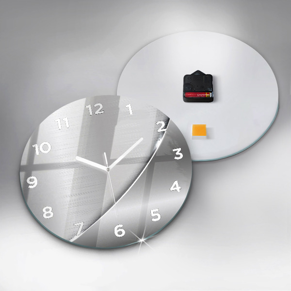 Round glass clock Silver pattern