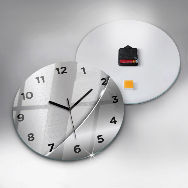 Round glass clock Silver pattern