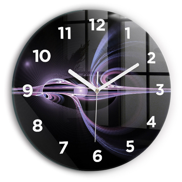 Round glass clock Purple abstraction