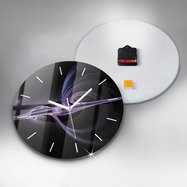Round glass clock Purple abstraction
