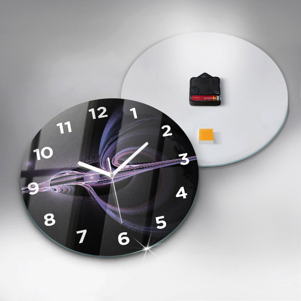 Round glass clock Purple abstraction