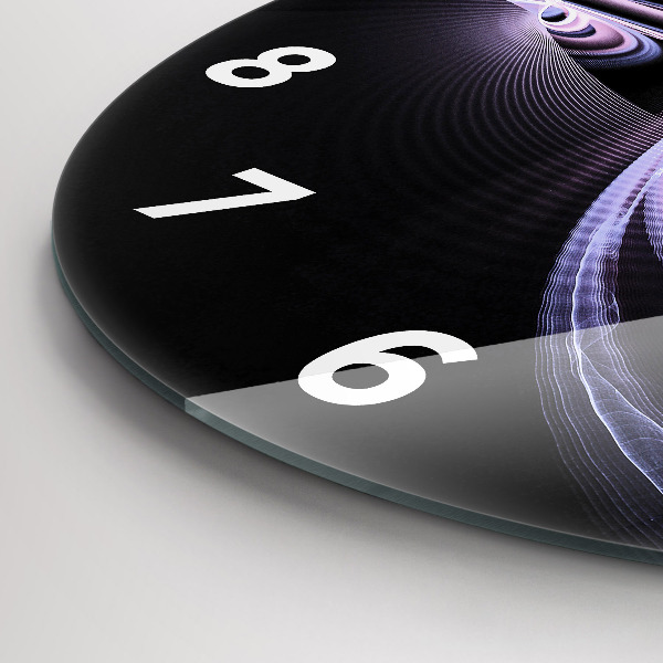 Round glass clock Purple abstraction