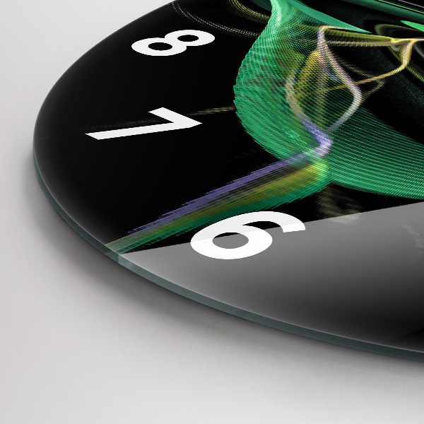 Round glass clock Green abstraction