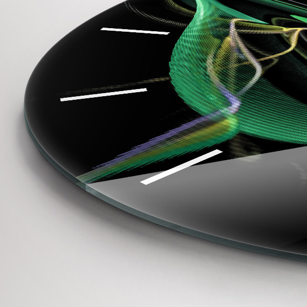 Round glass clock Green abstraction