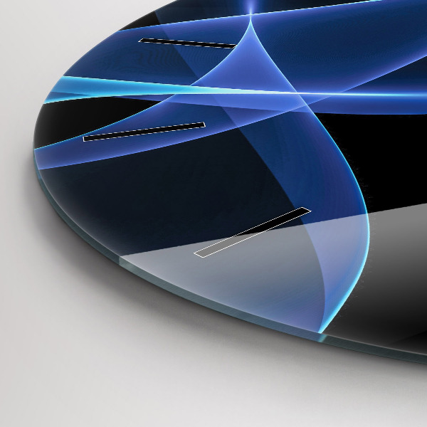 Round glass clock Blue lines