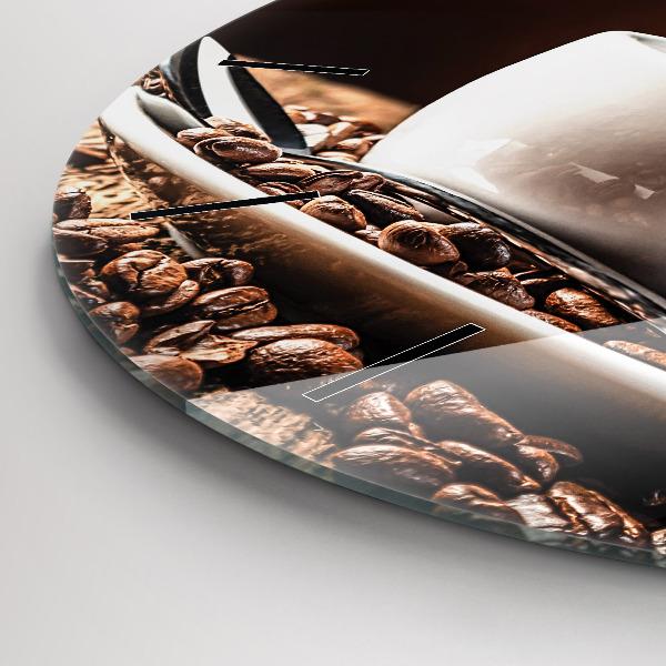 Round glass clock A cup of coffee