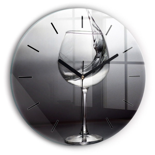 Round glass clock Glass of wine