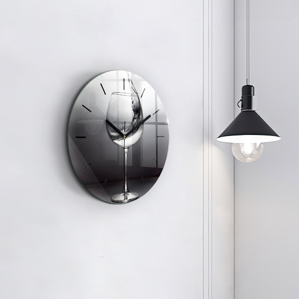 Round glass clock Glass of wine