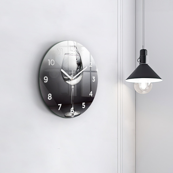Round glass clock Glass of wine
