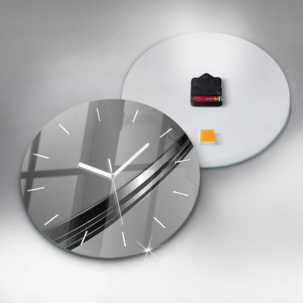 Round glass clock Silver lines
