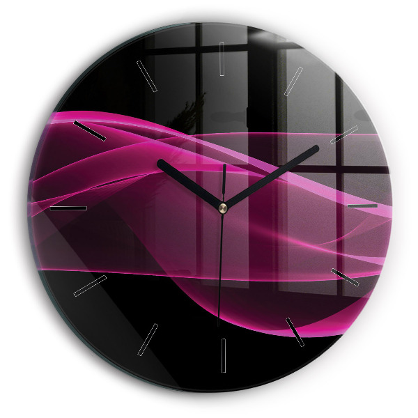 Round glass clock Pink abstraction