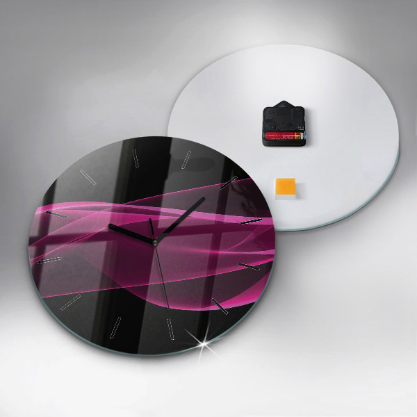 Round glass clock Pink abstraction