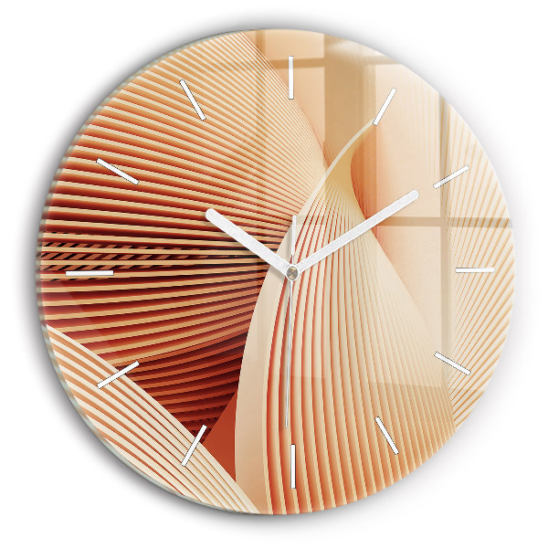 Round glass clock Abstract wave pattern