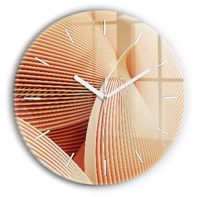 Round glass clock Abstract wave pattern