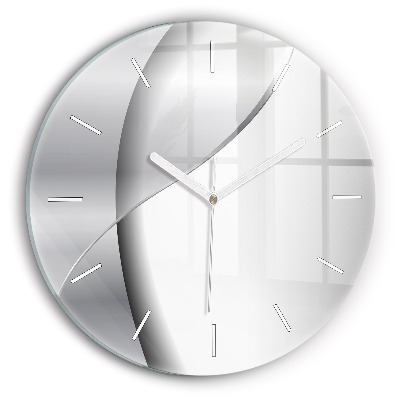 Round glass clock Silver abstraction