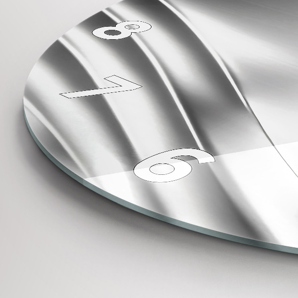 Round glass clock Silver abstraction