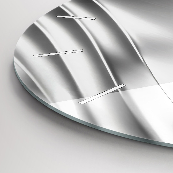 Round glass clock Silver abstraction