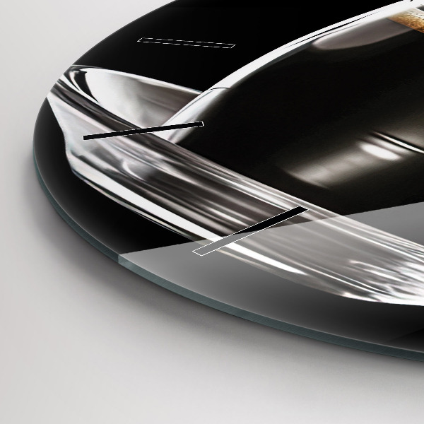 Round glass clock Black coffee