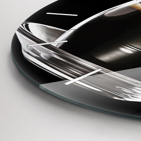 Round glass clock Black coffee