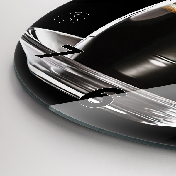 Round glass clock Black coffee