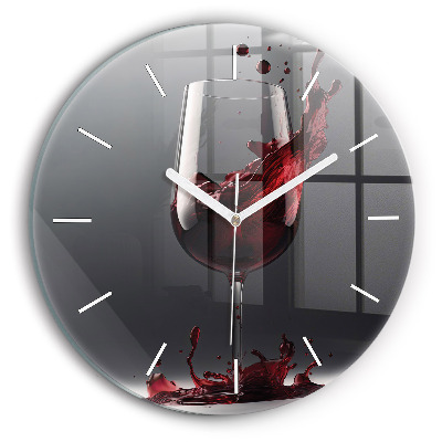 Round glass clock A glass of red wine