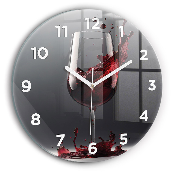 Round glass clock A glass of red wine