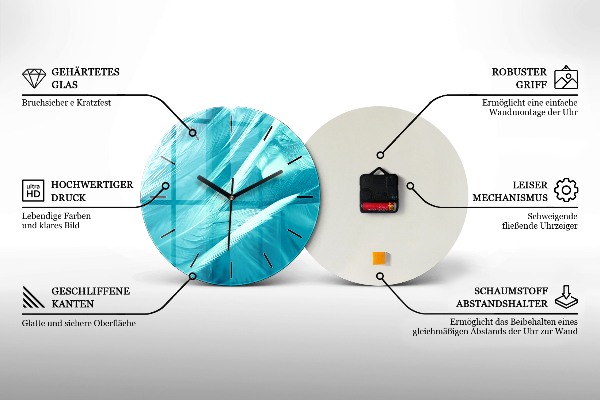 Round glass clock Blue marble