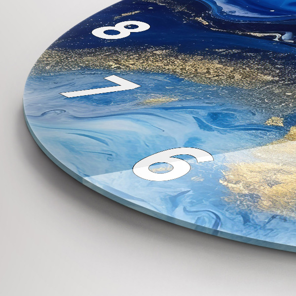 Round glass clock Blue marble