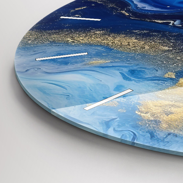 Round glass clock Blue marble