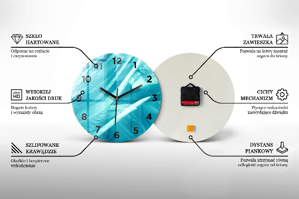 Round glass clock Blue marble