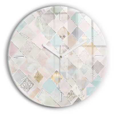 Round glass clock Colored tiles