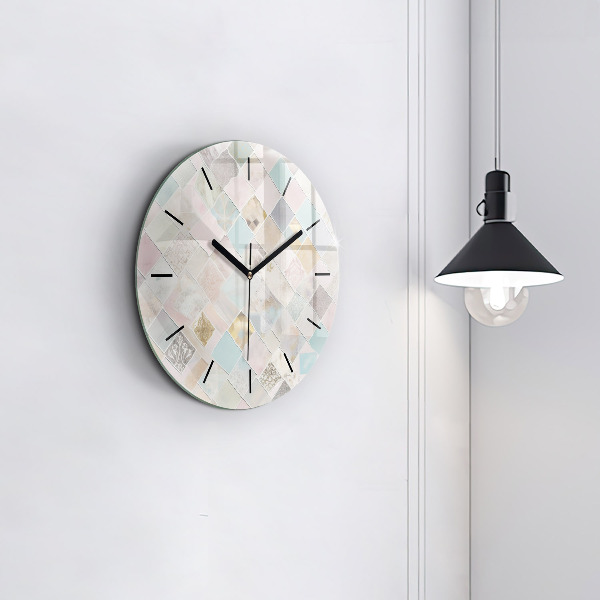 Round glass clock Colored tiles