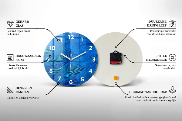Round glass clock Colored tiles