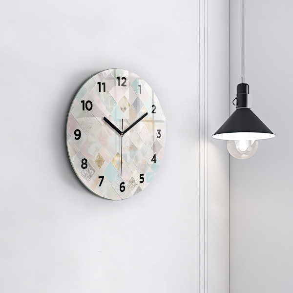 Round glass clock Colored tiles