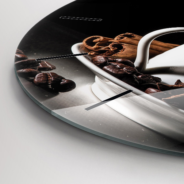 Round glass clock A cup of coffee