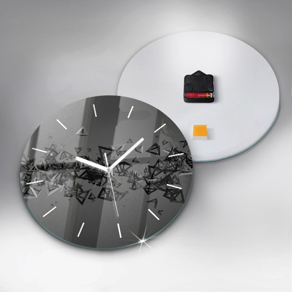 Round glass clock Dark abstraction