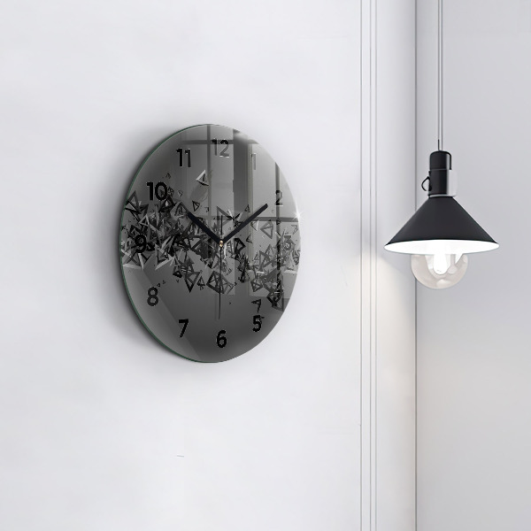 Round glass clock Dark abstraction
