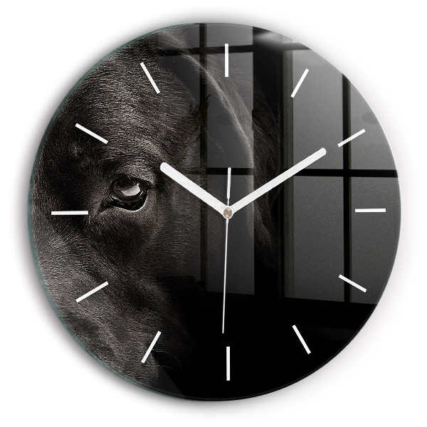 Round glass clock Scottish Fold Dog and Cat