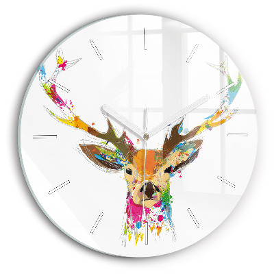 Round glass clock Deer head
