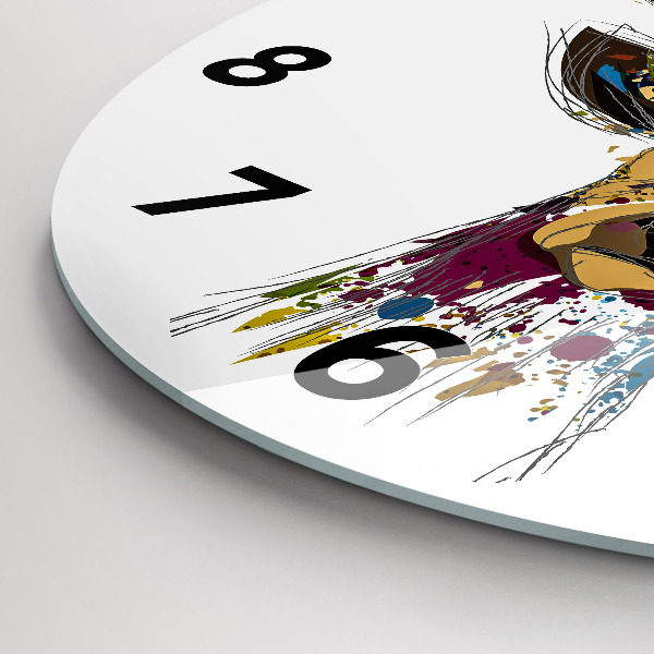 Round glass clock Deer head