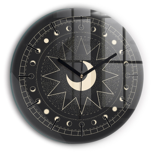 Round glass clock Moon phases