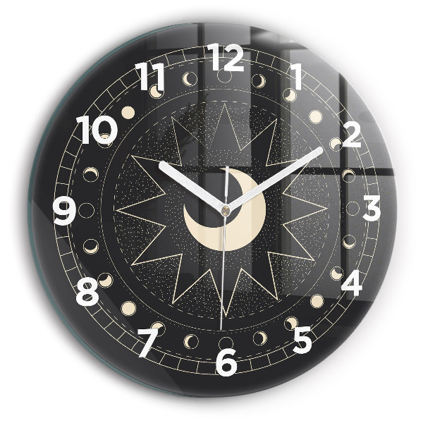 Round glass clock Moon phases